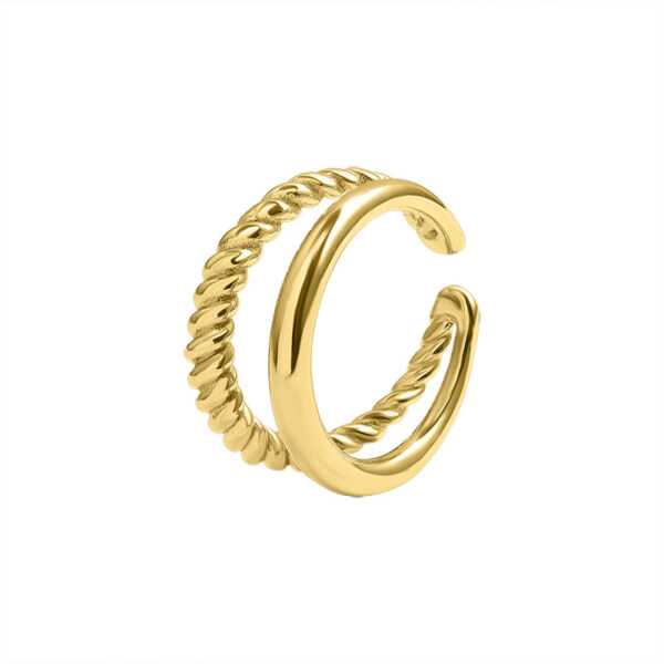 Anillo doble acero chapado 18 k - Imagen 2